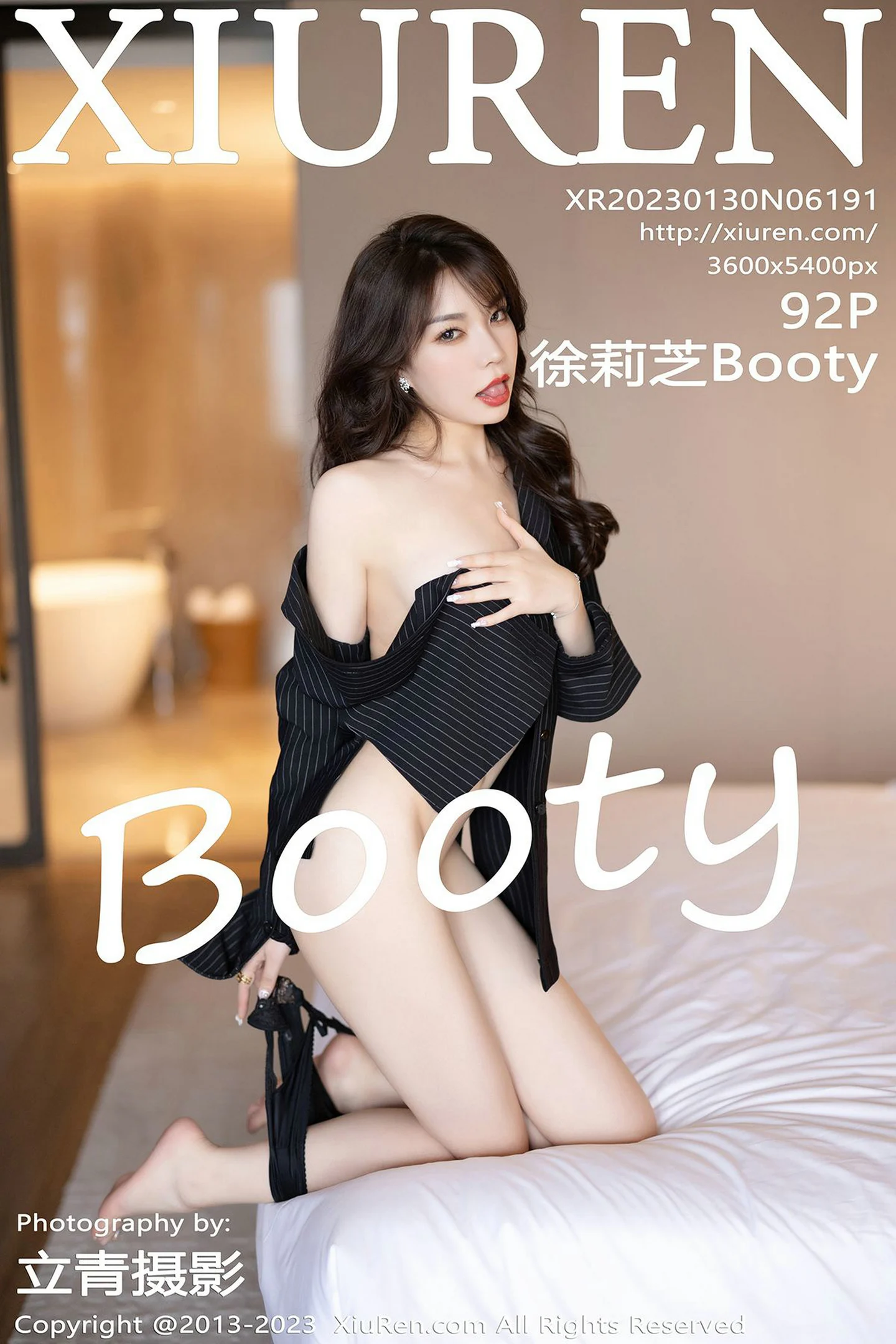 [XiuRen秀人网]No.6191_女神徐莉芝Booty黑色条纹上衣配圆点黑丝秀曼妙身姿诱惑写真92P-秀人网 - XiuRen.Xyz
